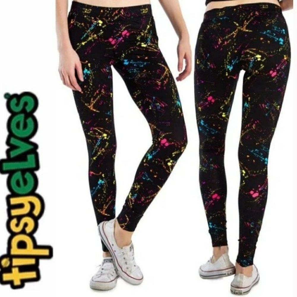TIPSY ELVES PAINT SPLATTER  LEGGINGS LIKE NEW